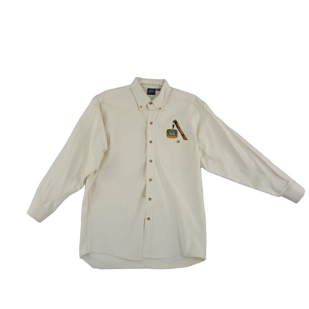 Three Rivers 50th Anniv Button Down Shirt Men's Size Large Cream Grove Crane